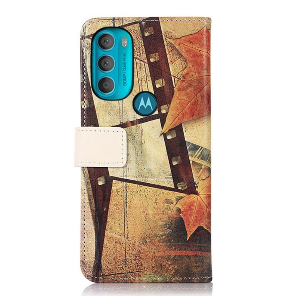 Folio-hoesje voor Moto G71 5G Eiffeltoren In De Herfst