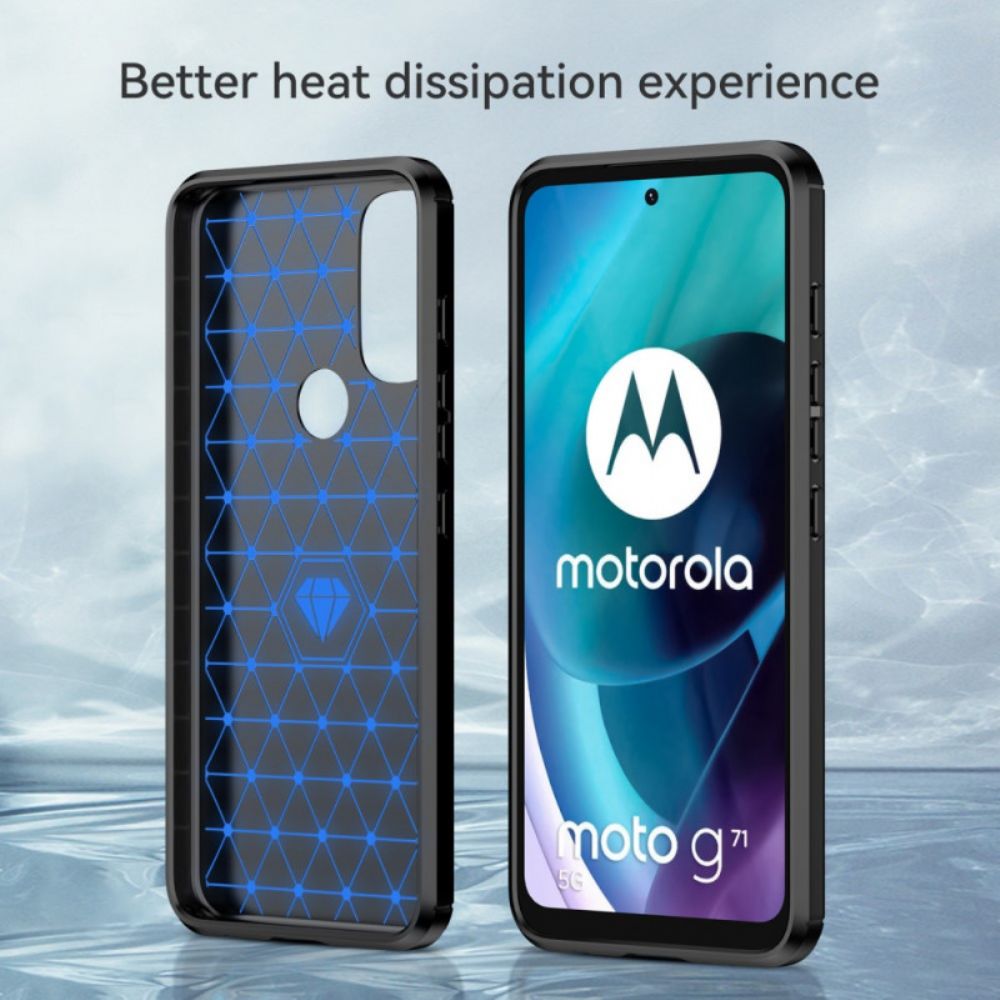 Hoesje voor Moto G71 5G Geborstelde Koolstofvezel