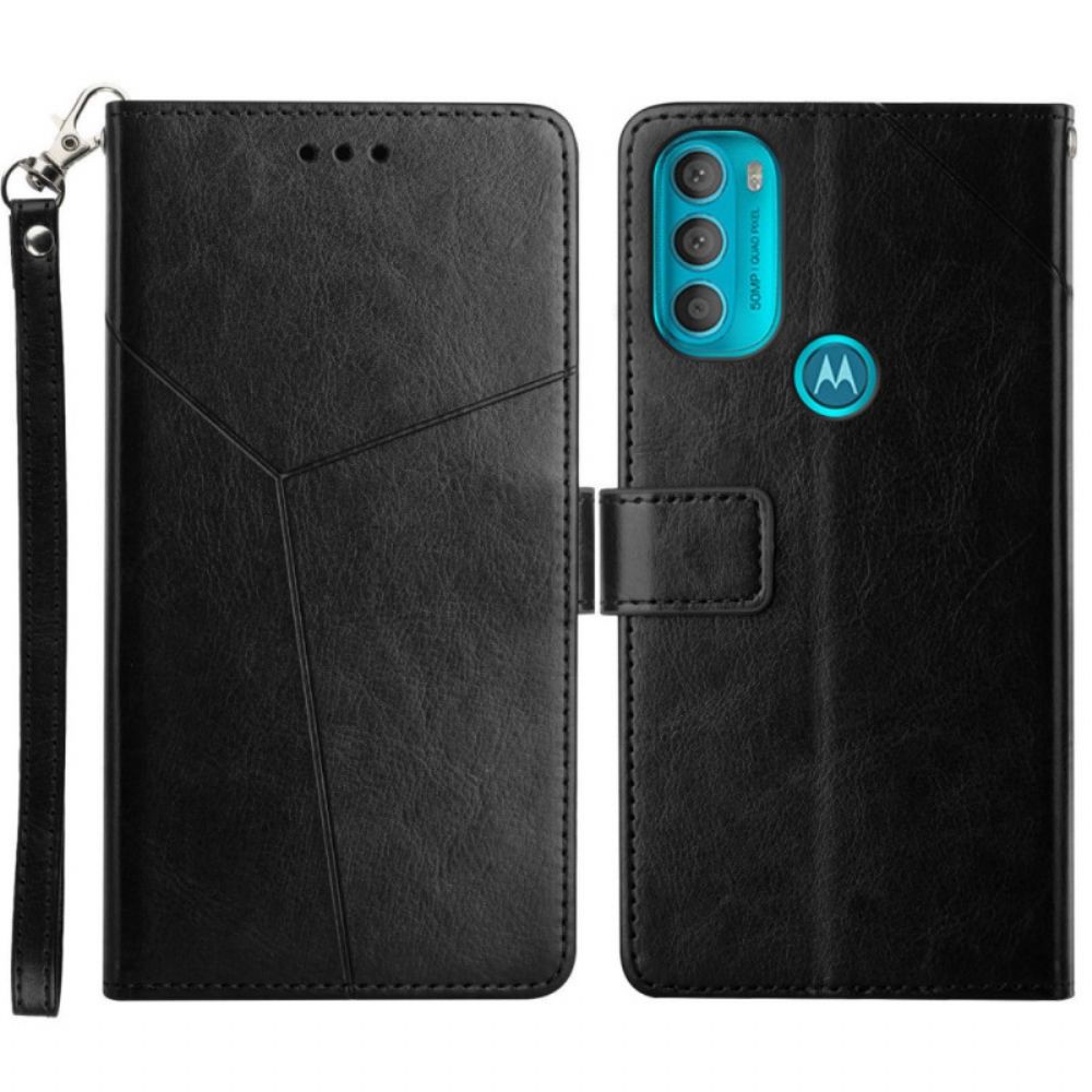 Leren Hoesje voor Moto G71 5G Geo Y Design Lederen Stijl