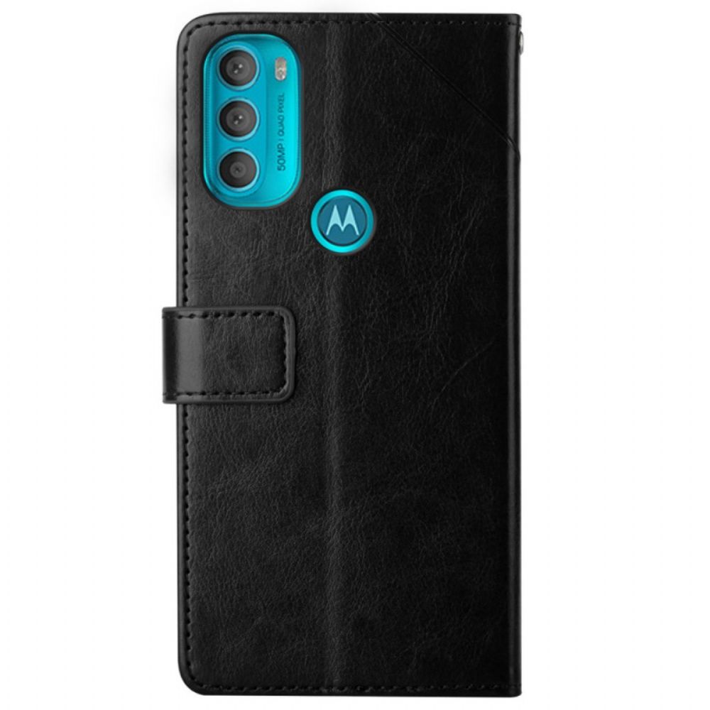 Leren Hoesje voor Moto G71 5G Geo Y Design Lederen Stijl