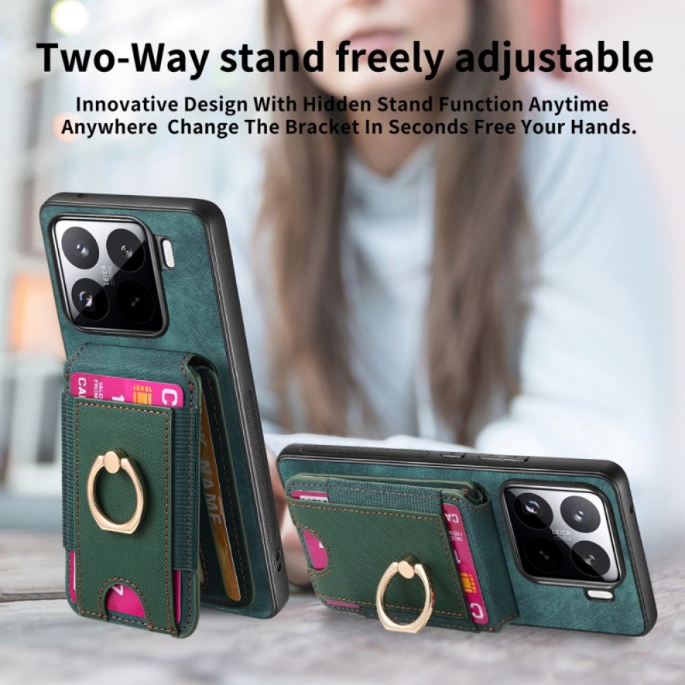 Case Hoesje Xiaomi 15 Telefoonhoesje Afneembare Kaarthouder En Standaard Met Suède-effect