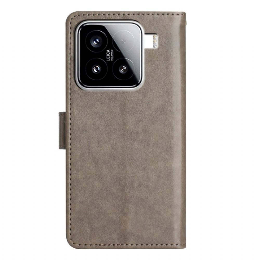 Flip Case Leren Xiaomi 15 Bloemenpatroon