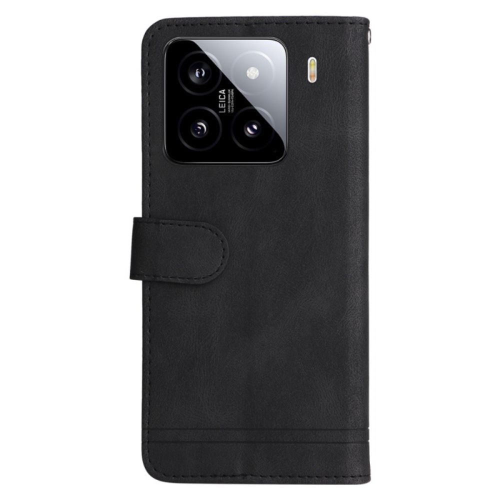 Flip Case Leren Xiaomi 15 Decoratieve Klinknagel En Bandje