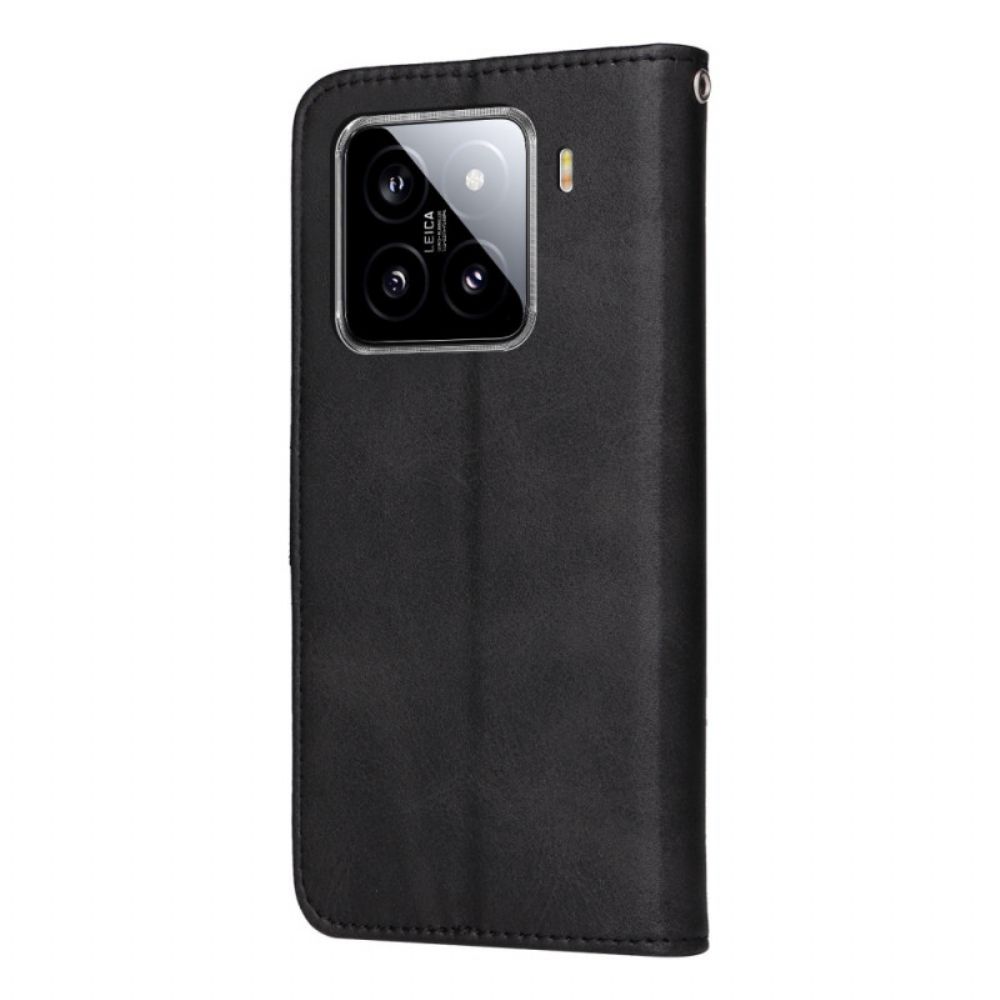 Folio-hoesje Xiaomi 15 Effen Leren Bandje