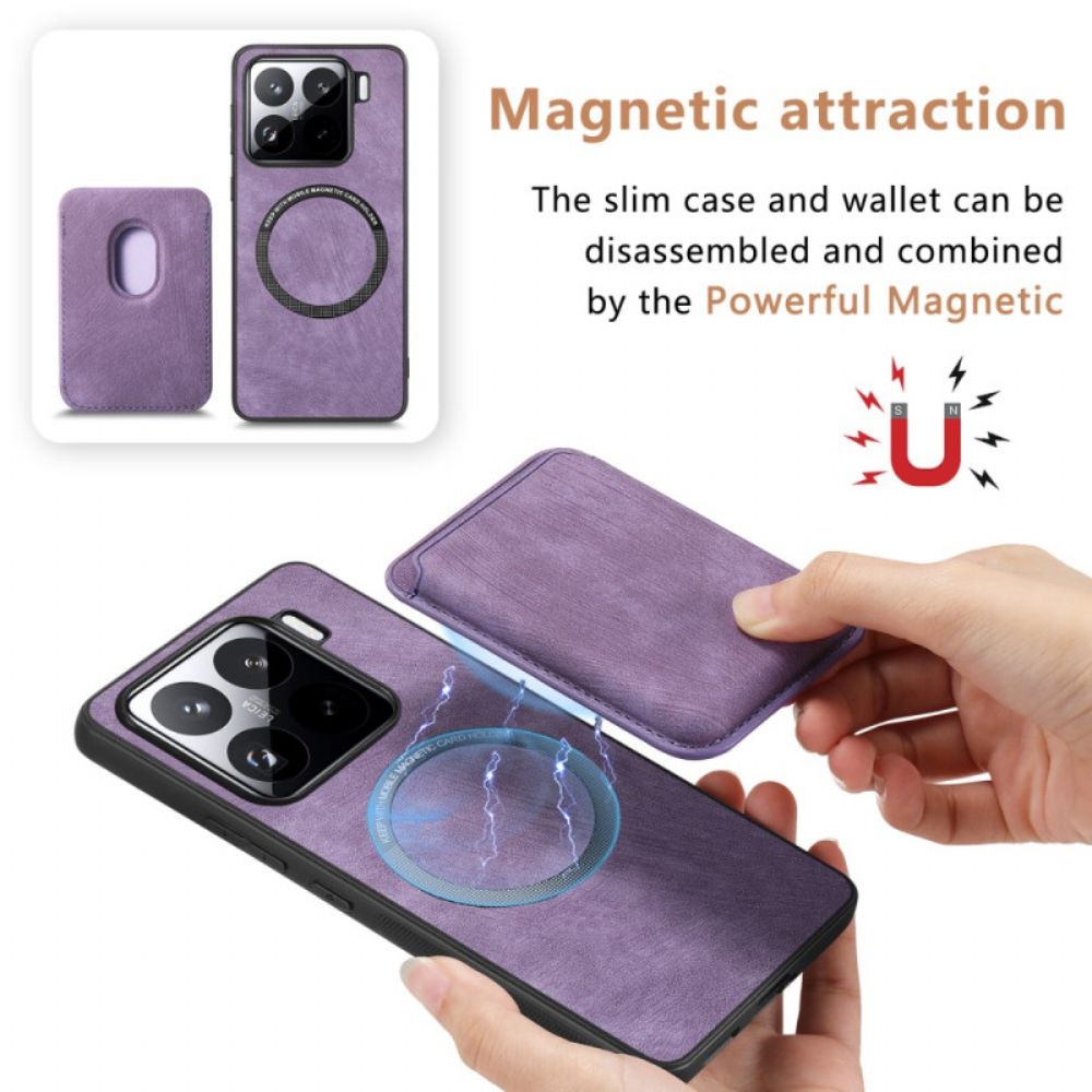 Folio-hoesje Xiaomi 15 Telefoonhoesje Retro Met Afneembare Kaarthouder