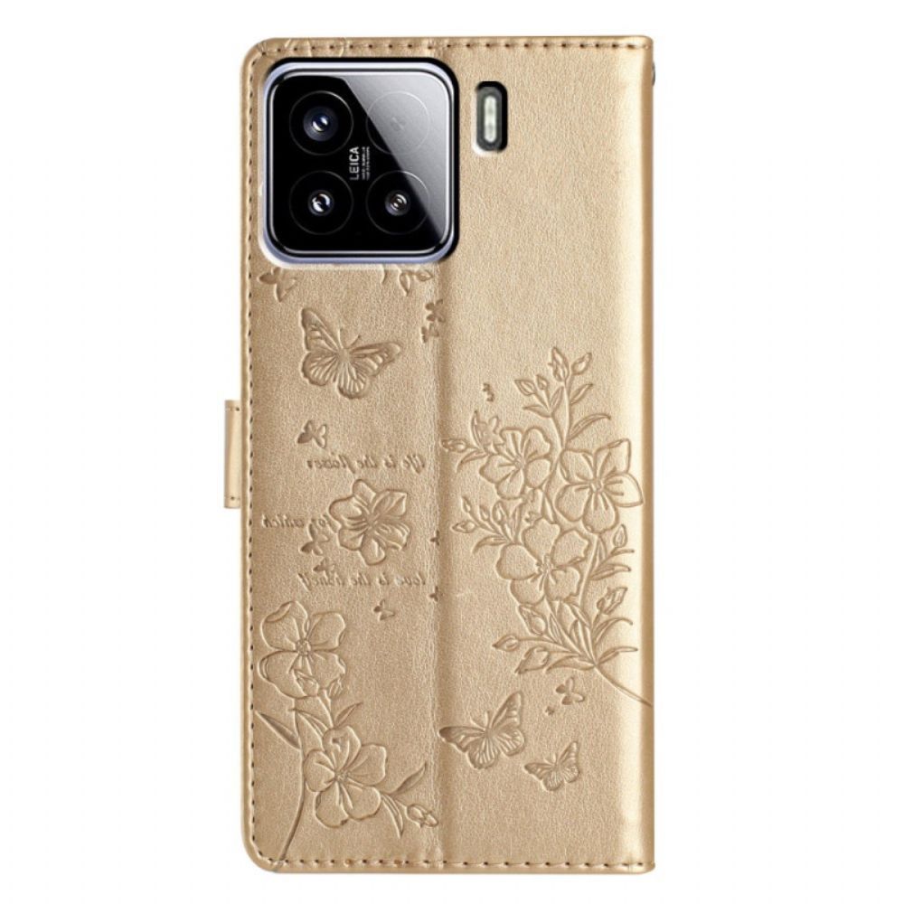 Folio-hoesje Xiaomi 15 Telefoonhoesje Vlinders En Bloemen