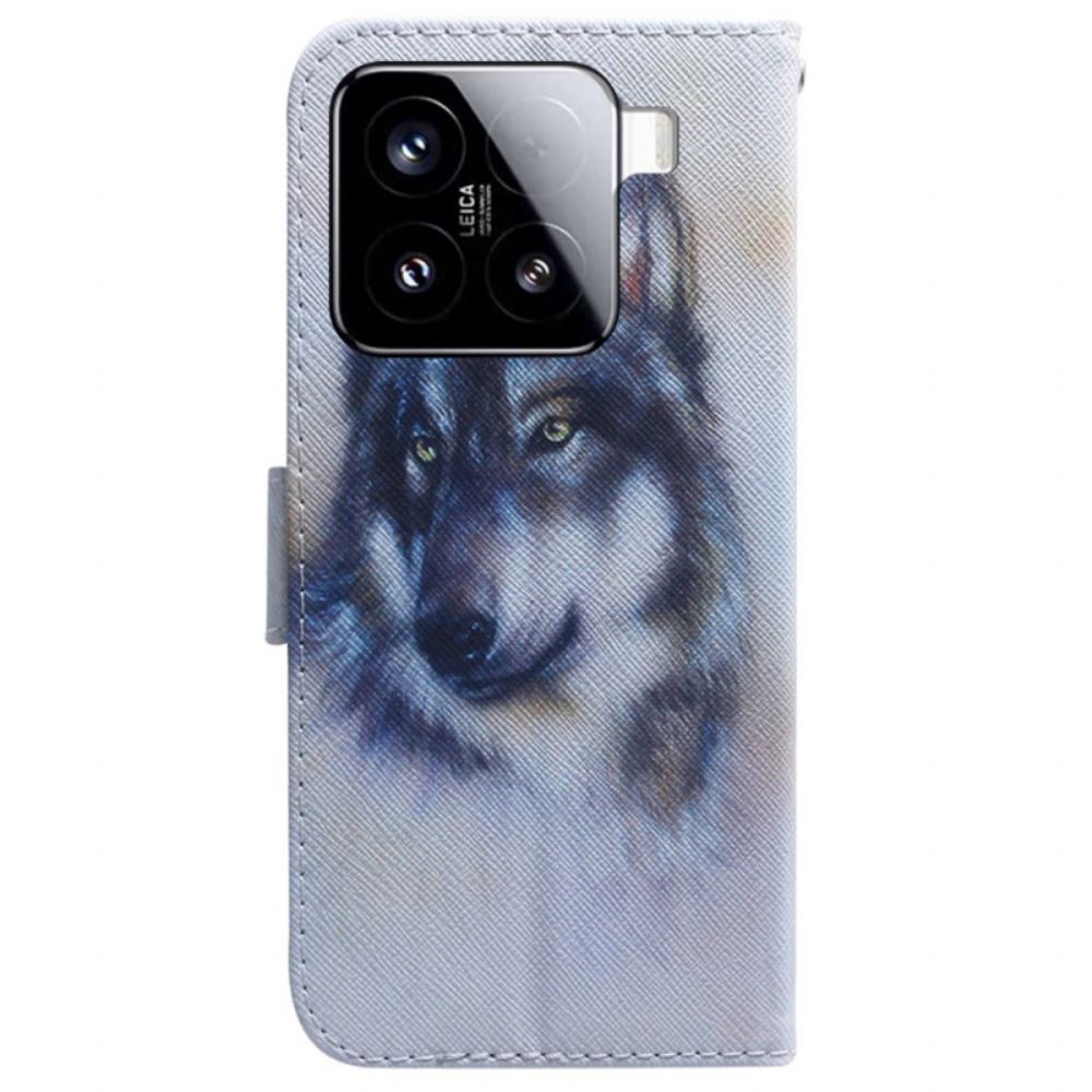Leren Hoesje Voor Xiaomi 15 Hond In Aquarel