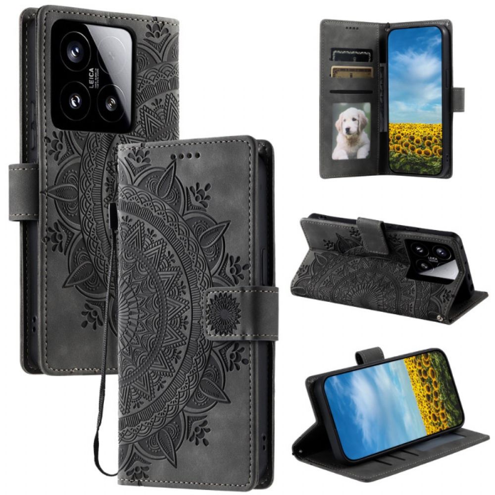 Leren Hoesje Voor Xiaomi 15 Mandala Suède-effect