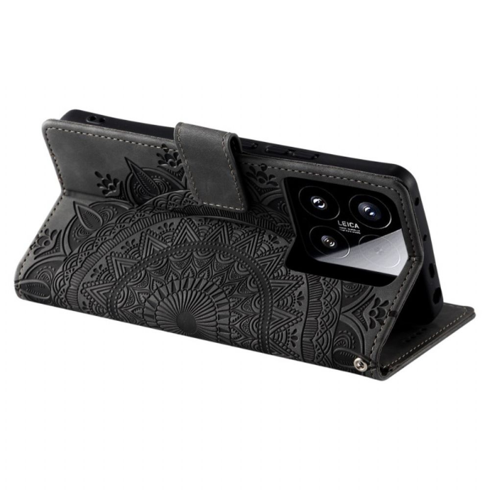 Leren Hoesje Voor Xiaomi 15 Mandala Suède-effect