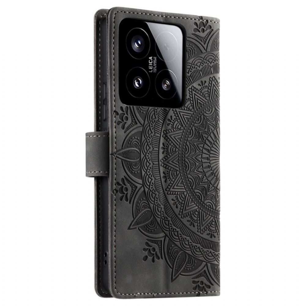 Leren Hoesje Voor Xiaomi 15 Mandala Suède-effect