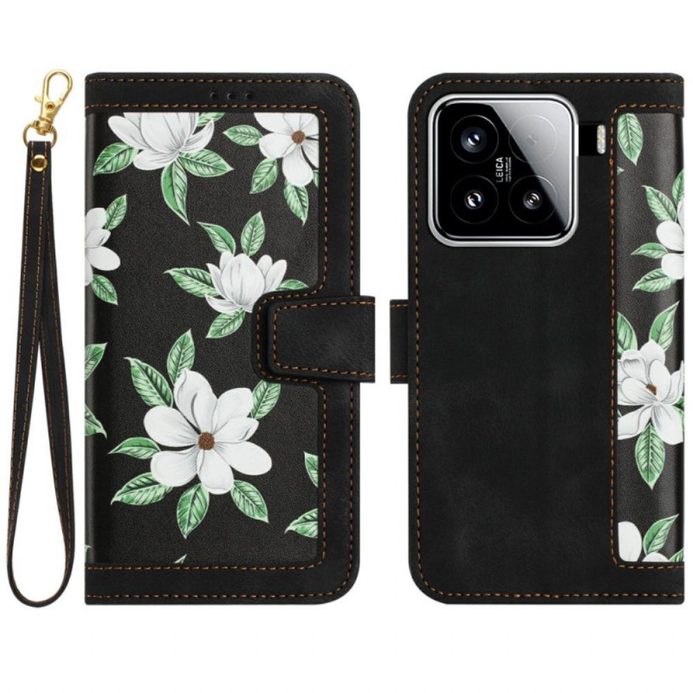 Leren Hoesje Voor Xiaomi 15 Portemonnee Met Bloemenprint