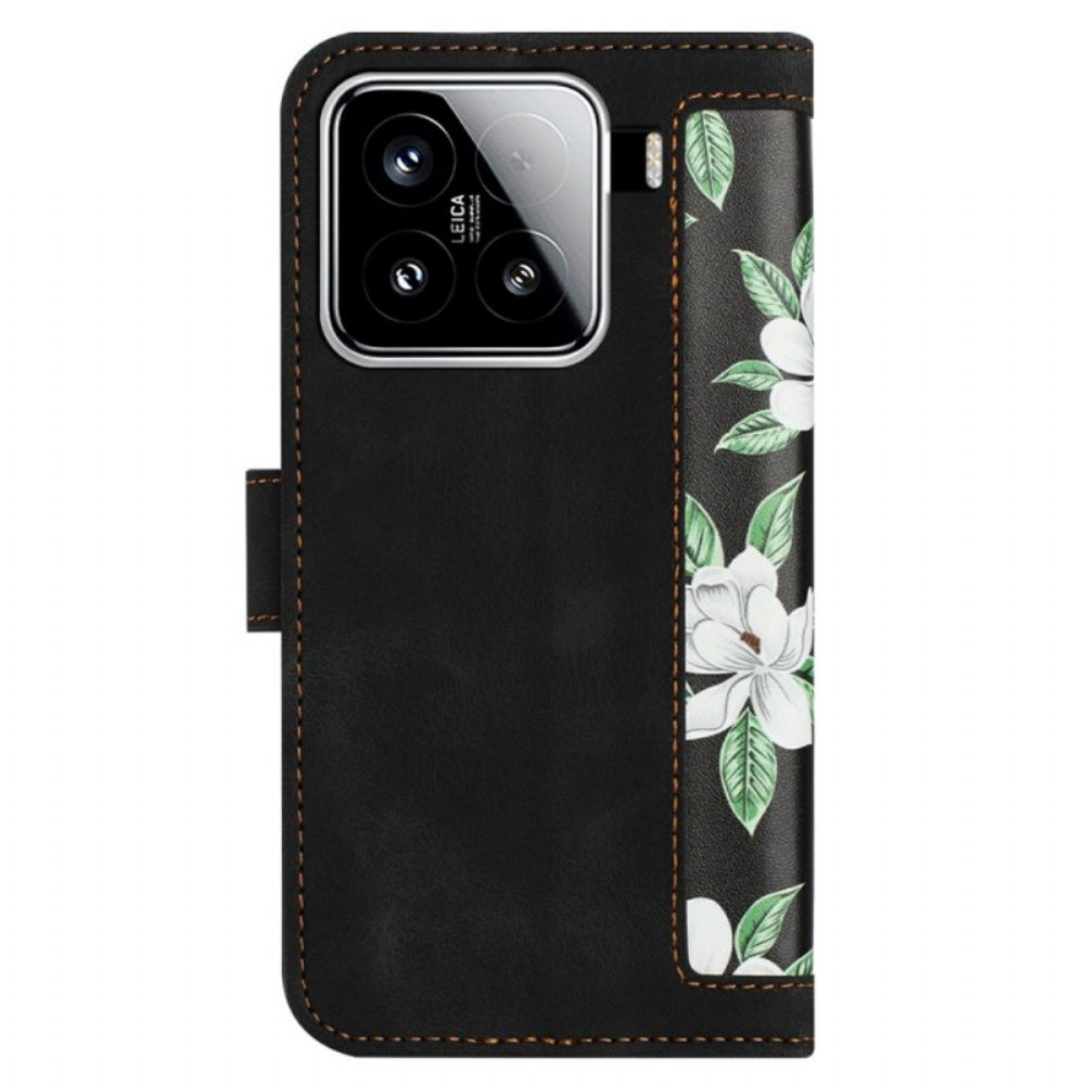 Leren Hoesje Voor Xiaomi 15 Portemonnee Met Bloemenprint
