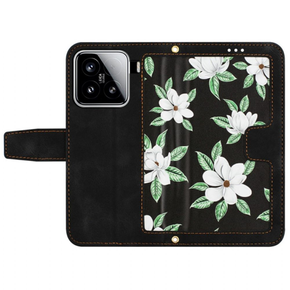Leren Hoesje Voor Xiaomi 15 Portemonnee Met Bloemenprint