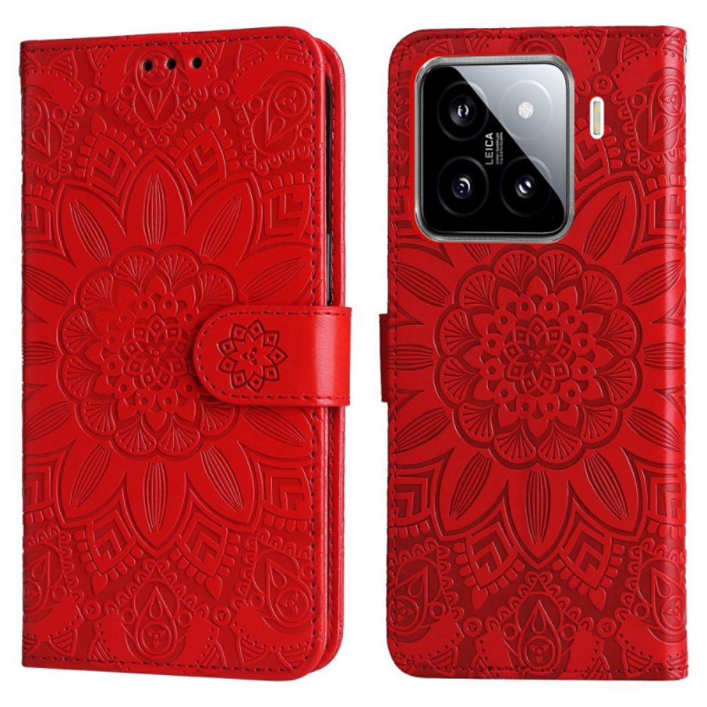 Leren Hoesje Voor Xiaomi 15 Zonnebloempatroon