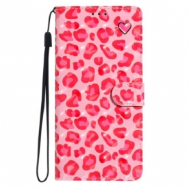 Leren Hoesje Xiaomi 15 3d Roze Luipaardpatroon Bescherming Hoesje