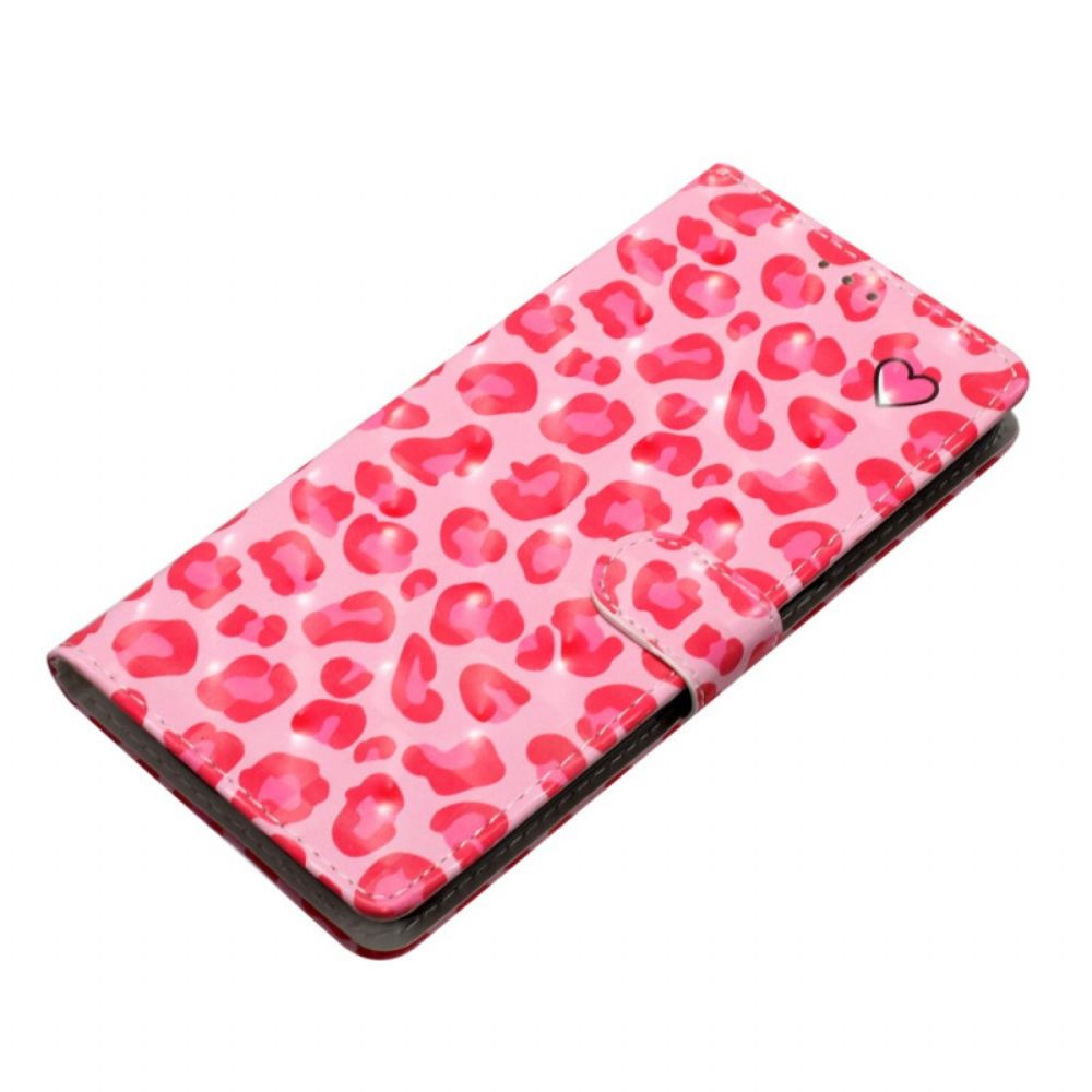 Leren Hoesje Xiaomi 15 3d Roze Luipaardpatroon Bescherming Hoesje