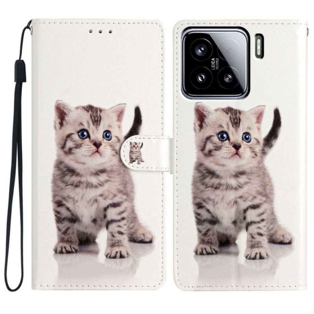 Leren Hoesje Xiaomi 15 Katje Bescherming Hoesje