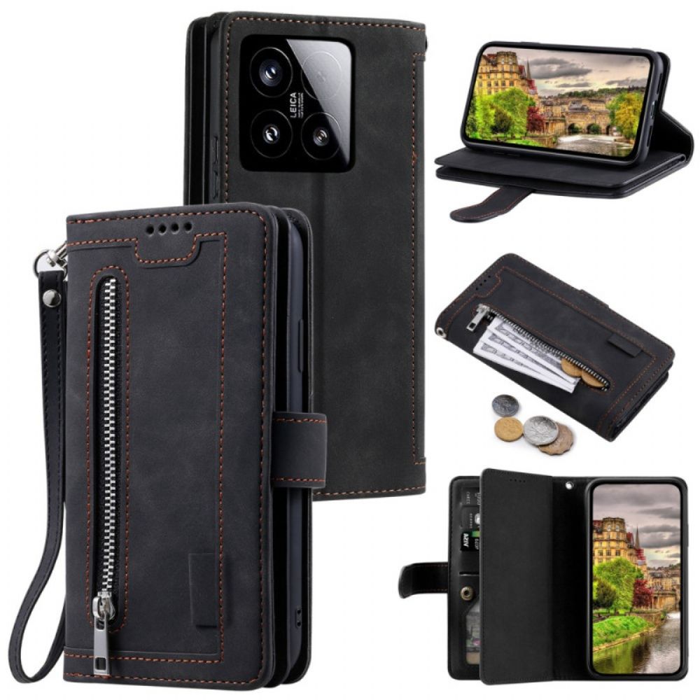 Leren Hoesje Xiaomi 15 Portemonnee Met Ritssluiting Bescherming Hoesje