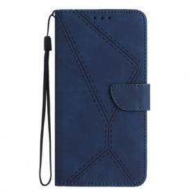 Leren Hoesje Xiaomi 15 Suède-effect Met Lijnen En Strepen Bescherming Hoesje