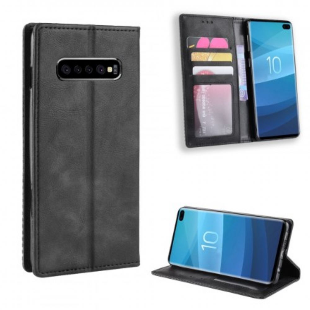 Bescherming Hoesje voor Samsung Galaxy S10 Plus Folio-hoesje Vintage Gestileerd Leereffect