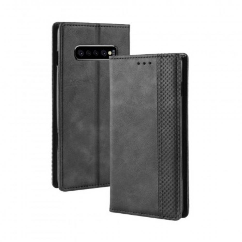 Bescherming Hoesje voor Samsung Galaxy S10 Plus Folio-hoesje Vintage Gestileerd Leereffect