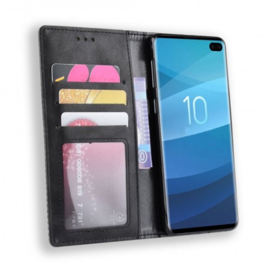 Bescherming Hoesje voor Samsung Galaxy S10 Plus Folio-hoesje Vintage Gestileerd Leereffect