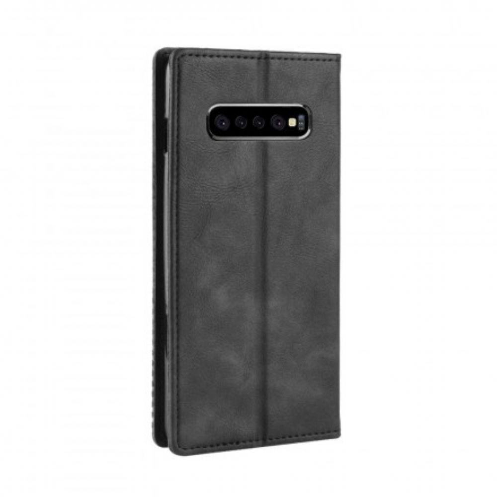 Bescherming Hoesje voor Samsung Galaxy S10 Plus Folio-hoesje Vintage Gestileerd Leereffect