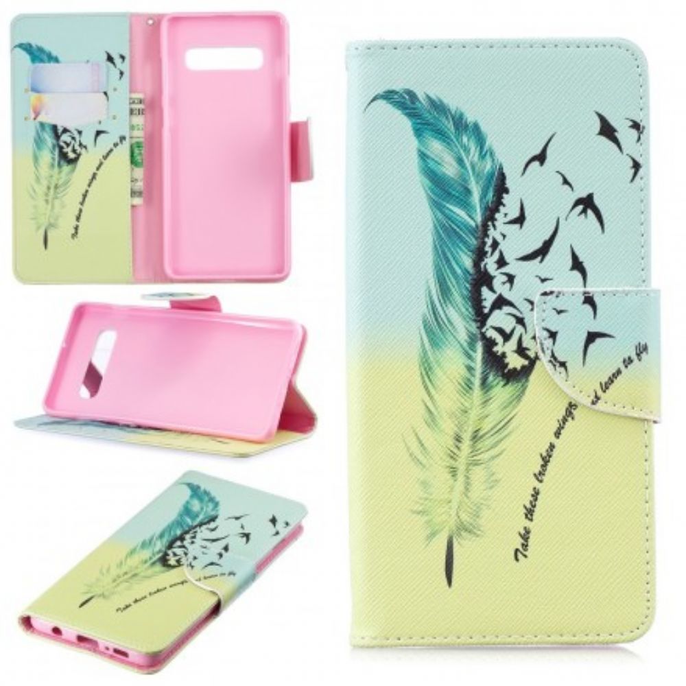 Folio-hoesje voor Samsung Galaxy S10 Plus Leren Vliegen