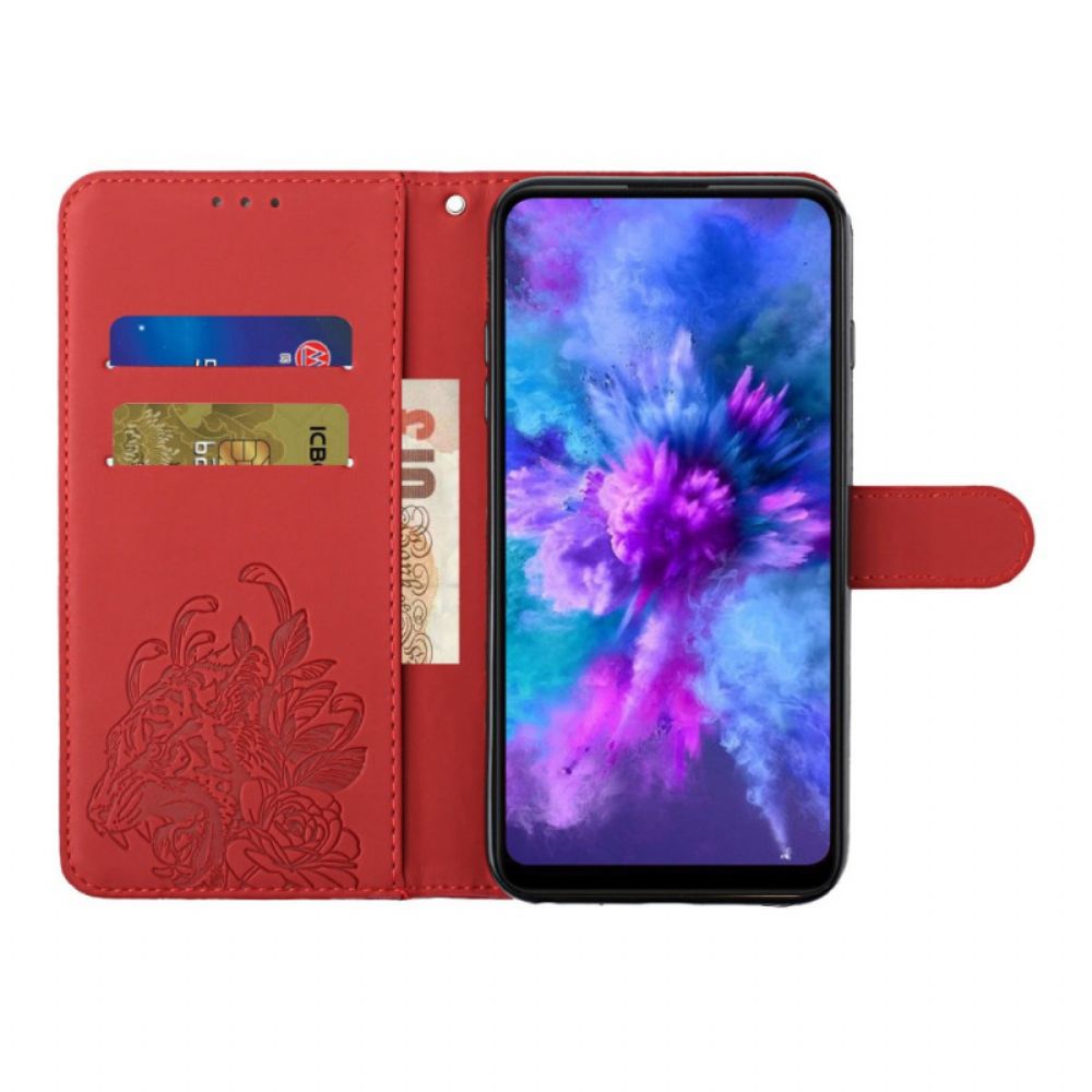 Folio-hoesje voor Samsung Galaxy S10 Plus Met Ketting Barokke Tijger Met Bandjes