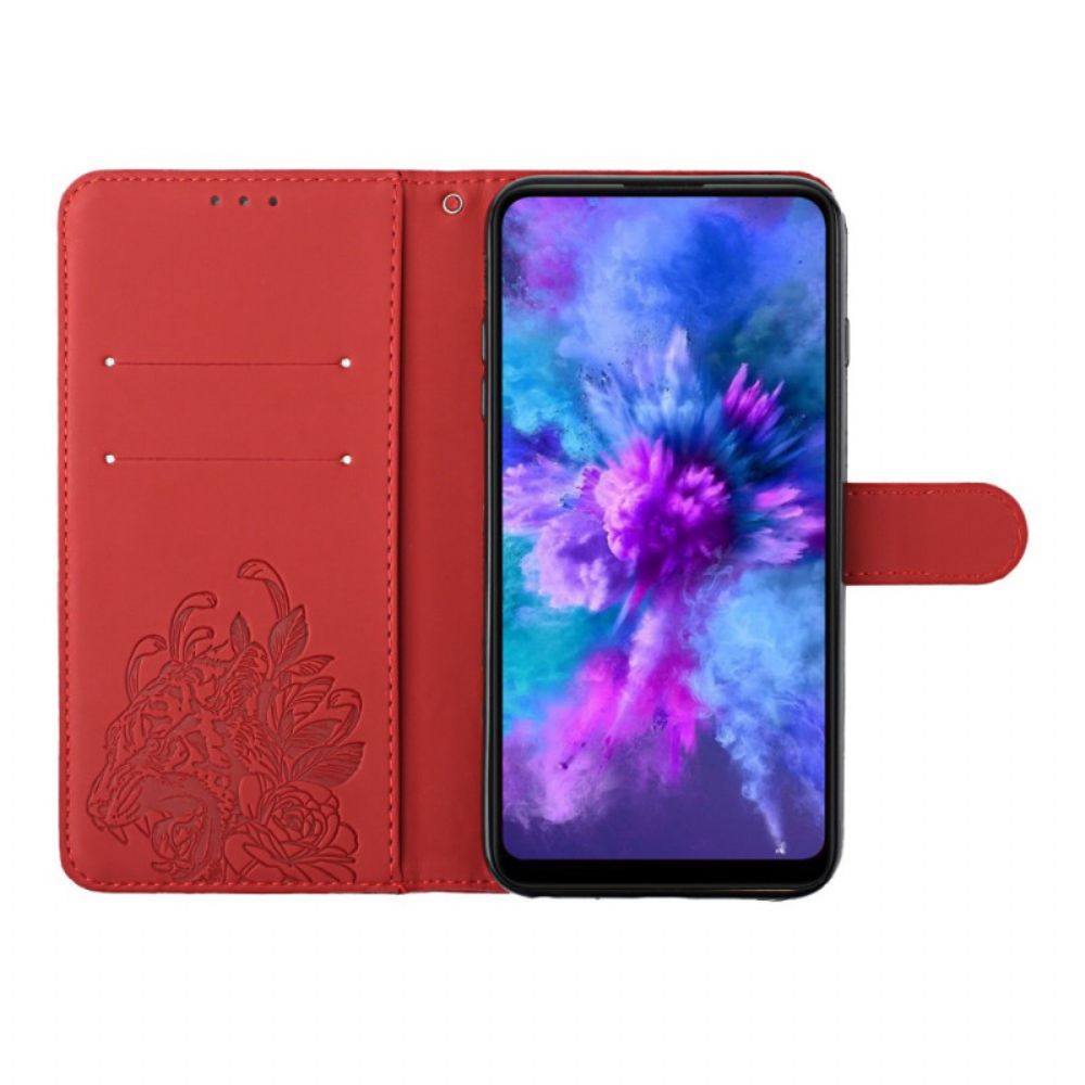 Folio-hoesje voor Samsung Galaxy S10 Plus Met Ketting Barokke Tijger Met Bandjes