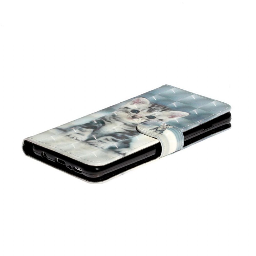 Leren Hoesje voor Samsung Galaxy S10 Plus Met Ketting Lichtvlekken Riem Kitten