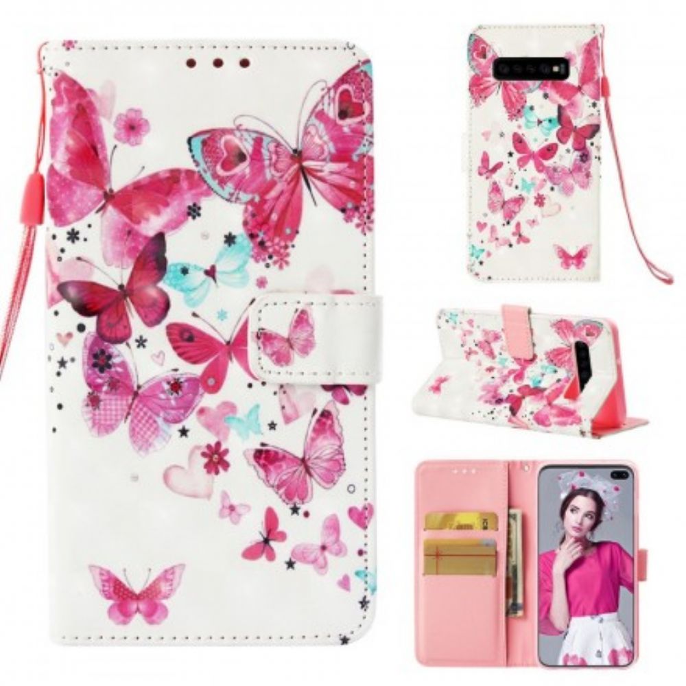 Leren Hoesje voor Samsung Galaxy S10 Plus Vliegende Vlinders