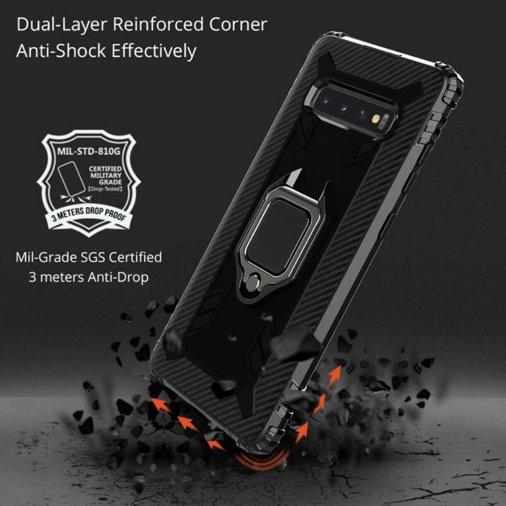 Telefoonhoesje voor Samsung Galaxy S10 Plus Ring En Koolstofvezel