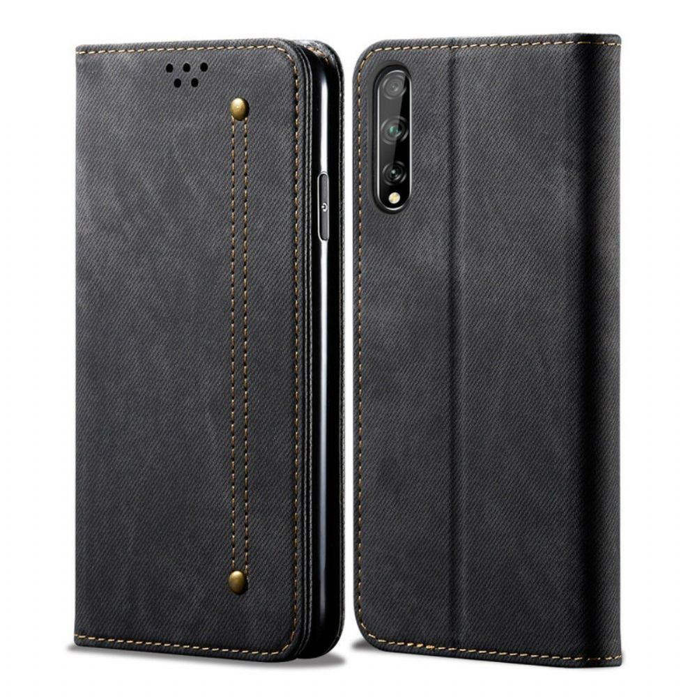 Bescherming Hoesje voor Huawei P Smart S Folio-hoesje Denim Stof