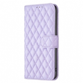 Leren Hoesje Motorola Edge 50 Pro Gewatteerde Binfen Kleur Bescherming Hoesje