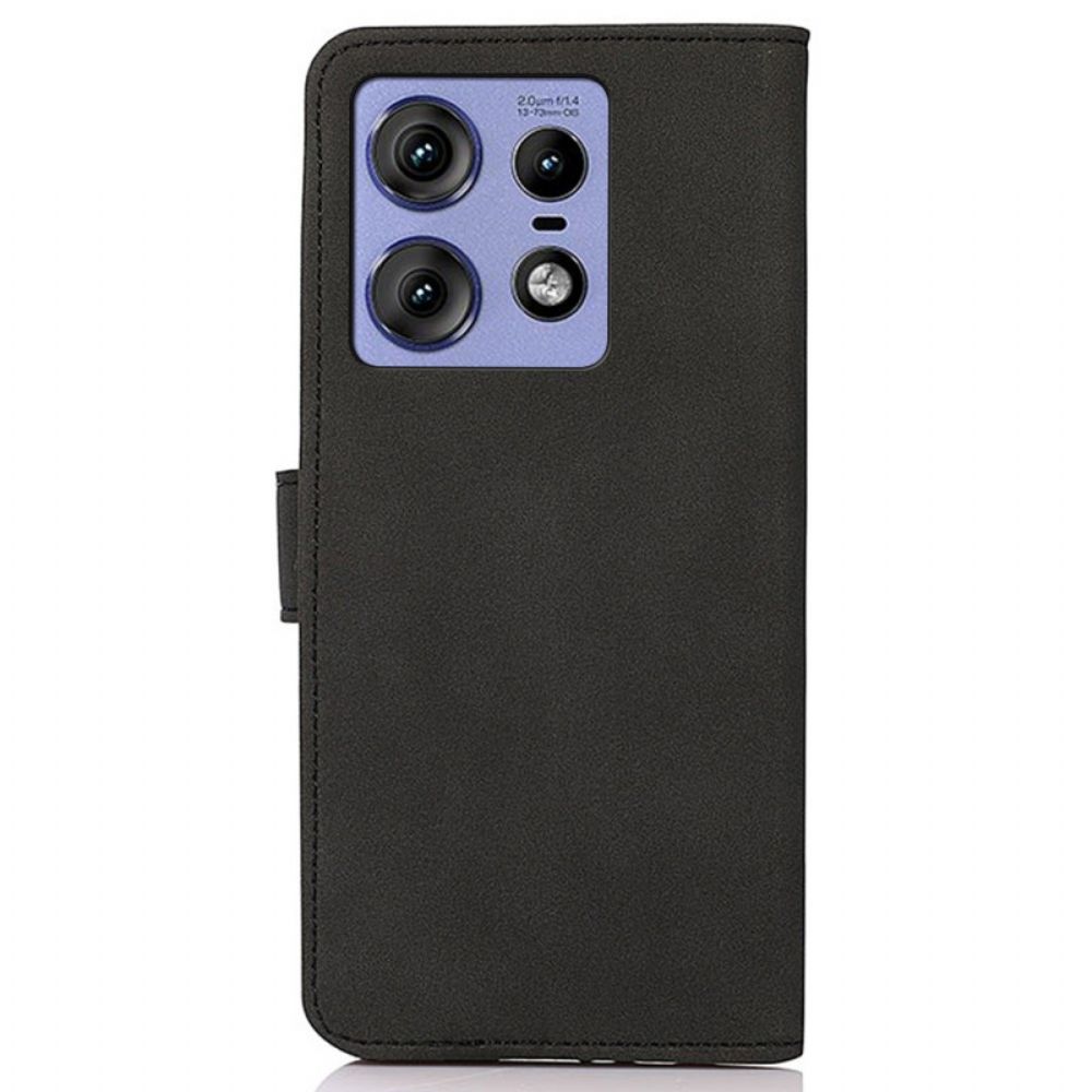 Leren Hoesje Motorola Edge 50 Pro Khazneh Suède-effect Bescherming Hoesje