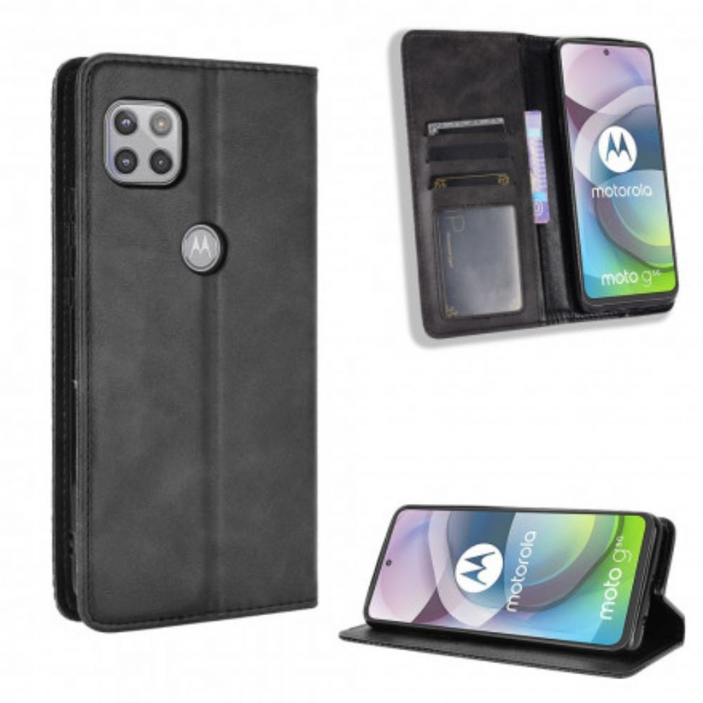 Bescherming Hoesje voor Moto G 5G Folio-hoesje Vintage Gestileerd Leereffect