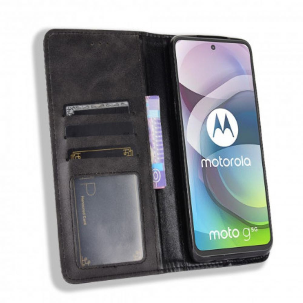 Bescherming Hoesje voor Moto G 5G Folio-hoesje Vintage Gestileerd Leereffect