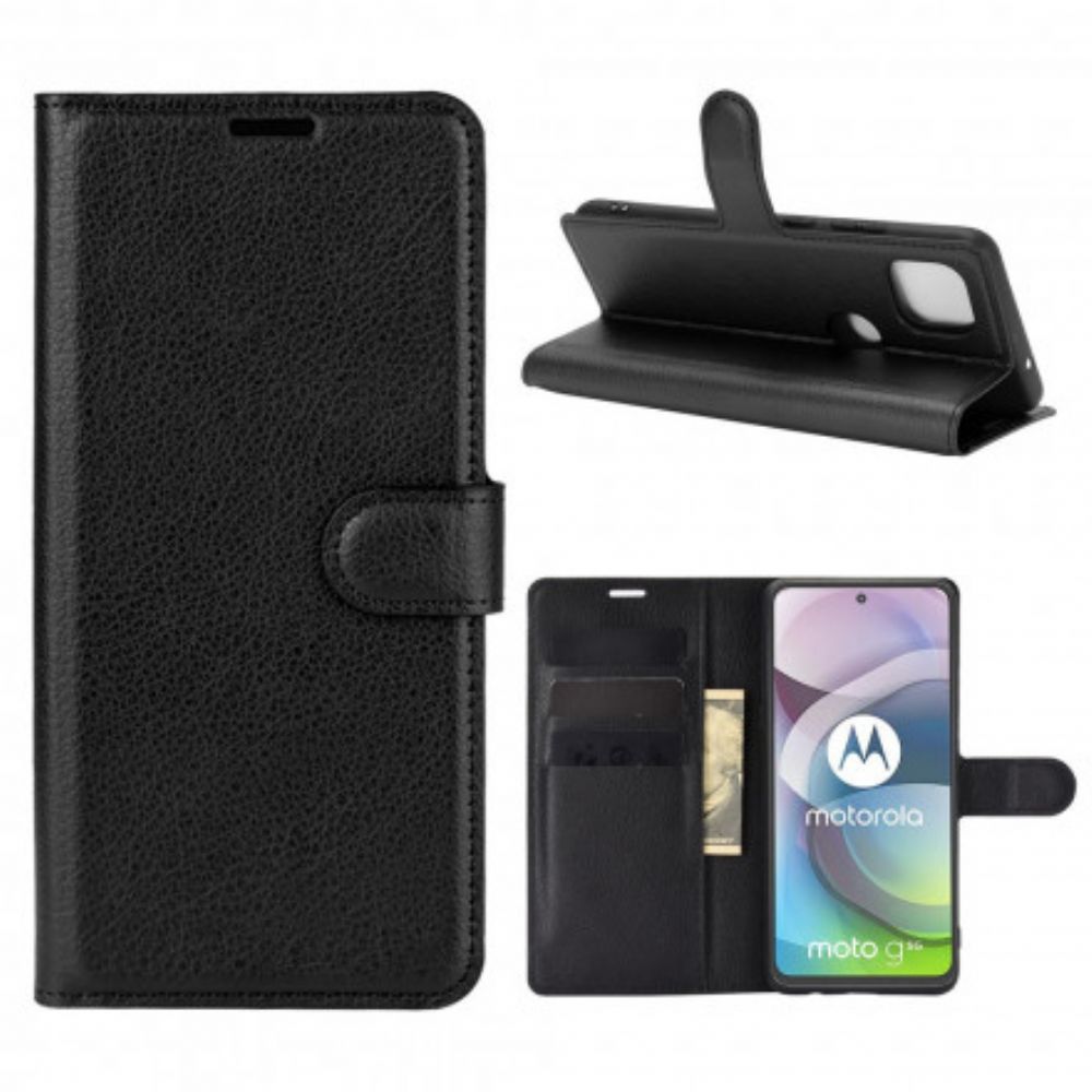 Leren Hoesje voor Moto G 5G Klassiek Lychee-effect