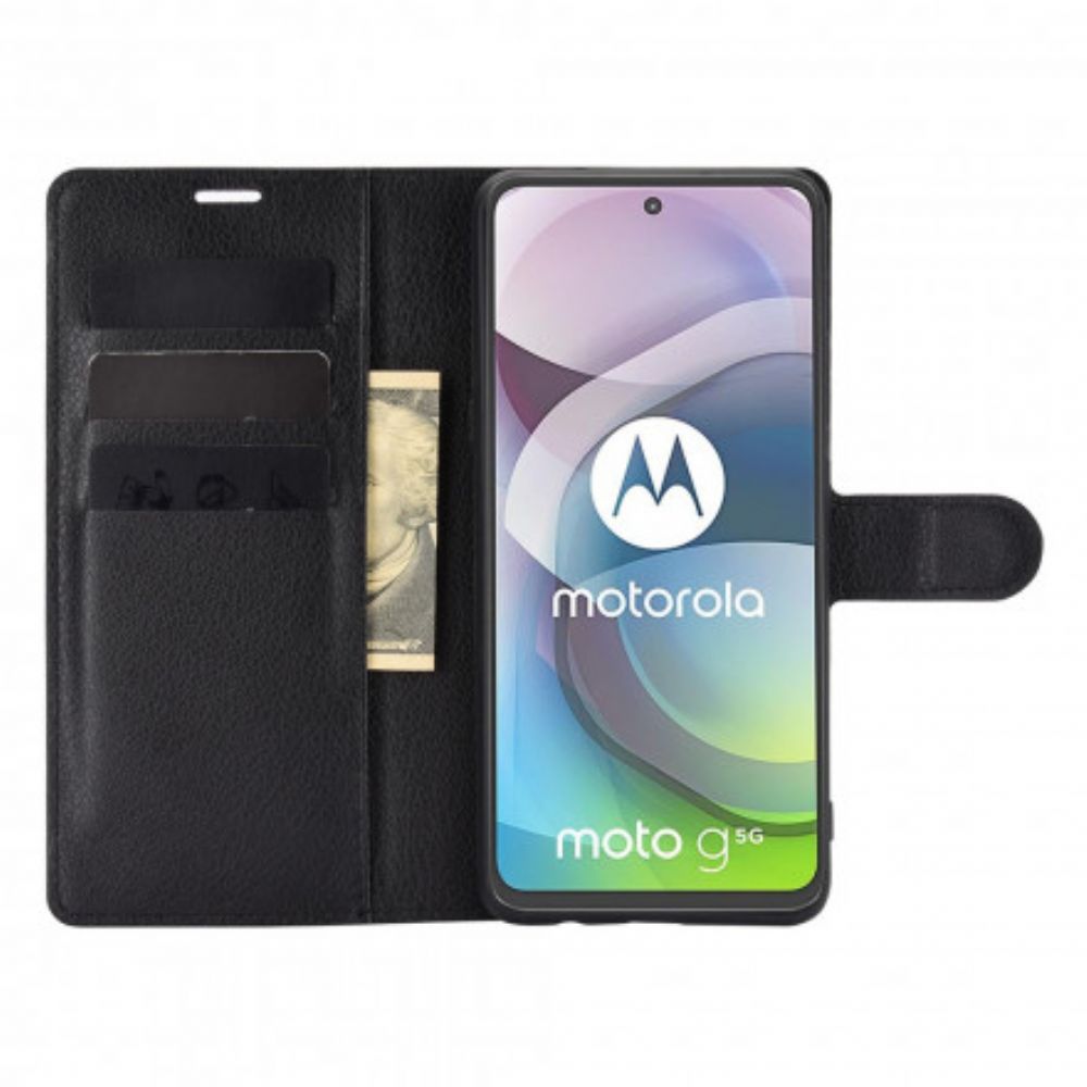 Leren Hoesje voor Moto G 5G Klassiek Lychee-effect