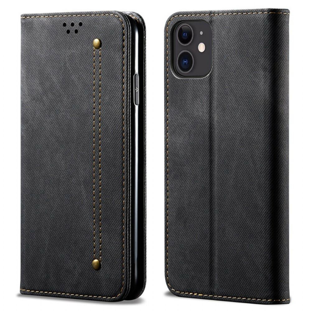 Bescherming Hoesje voor iPhone 13 Mini Folio-hoesje Imitatieleer Jeanstextuur
