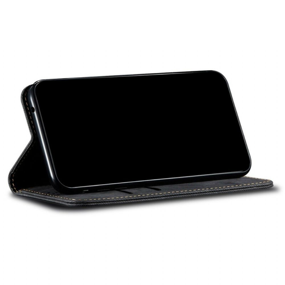Bescherming Hoesje voor iPhone 13 Mini Folio-hoesje Imitatieleer Jeanstextuur