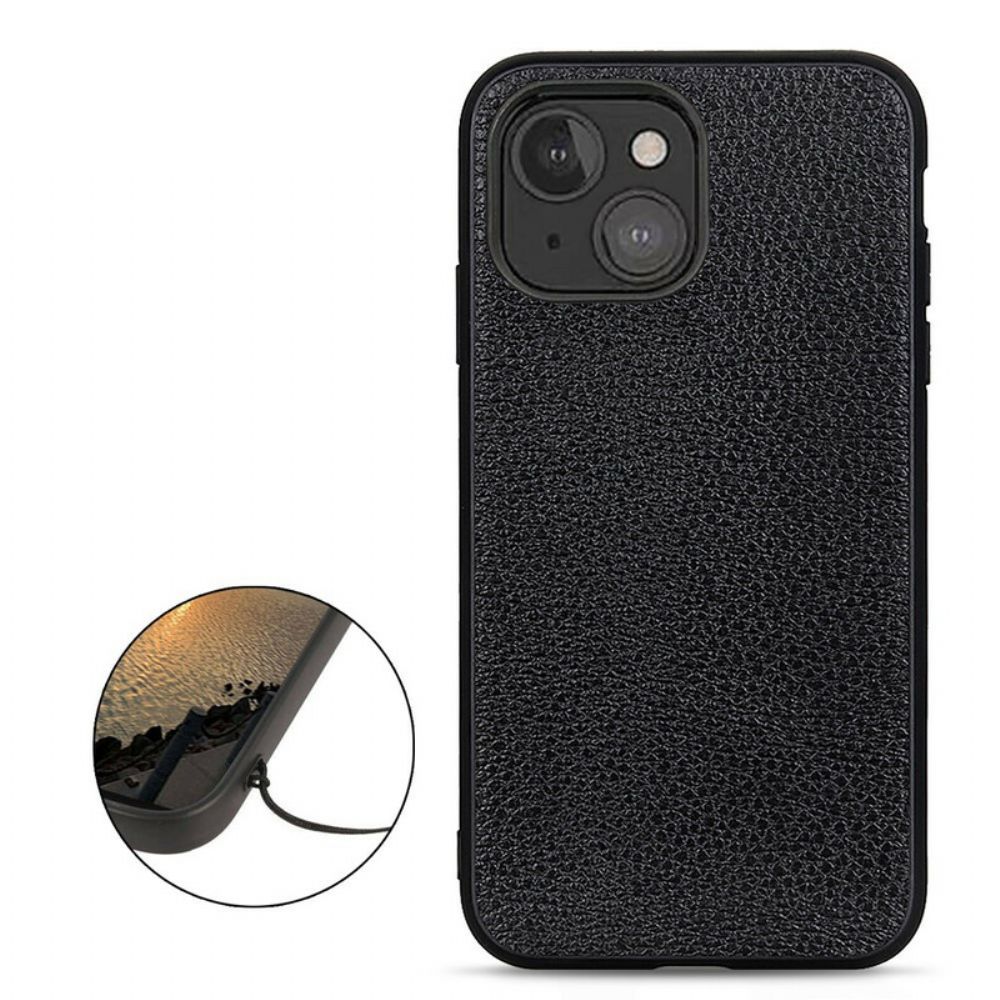 Hoesje voor iPhone 13 Mini Echt Litchi Leer
