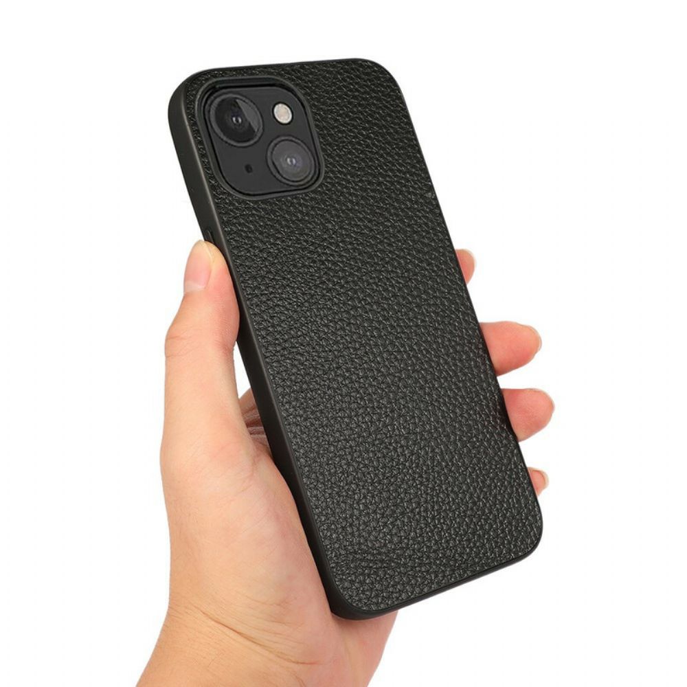 Hoesje voor iPhone 13 Mini Echt Litchi Leer