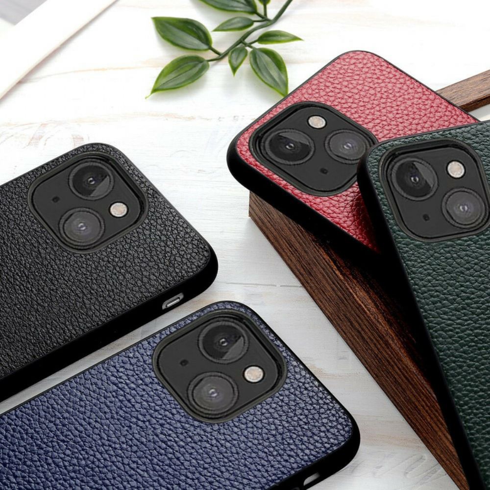 Hoesje voor iPhone 13 Mini Echt Litchi Leer