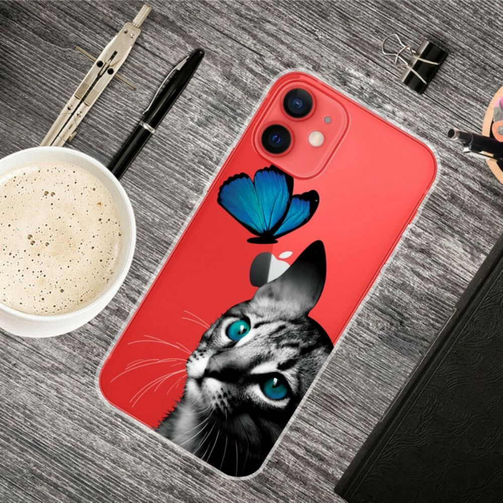 Hoesje voor iPhone 13 Mini Kat En Vlinder