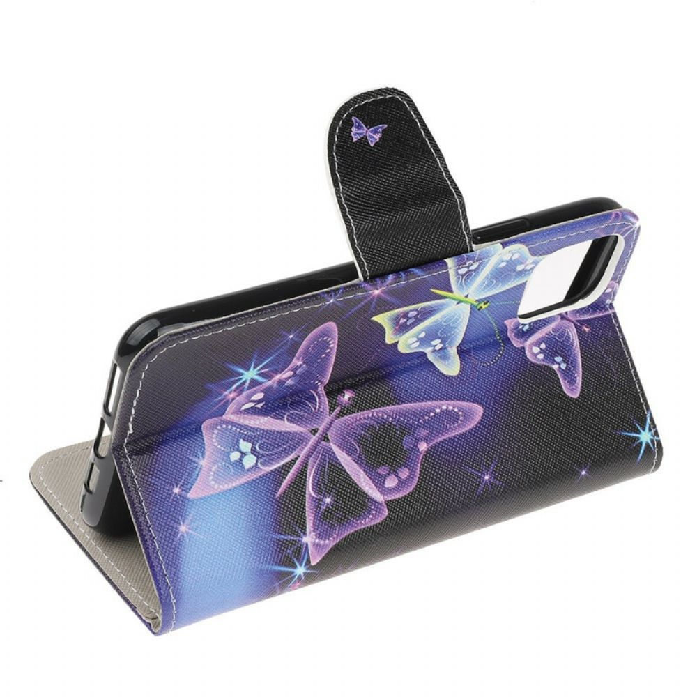 Leren Hoesje voor iPhone 13 Mini Moderne Vlinders