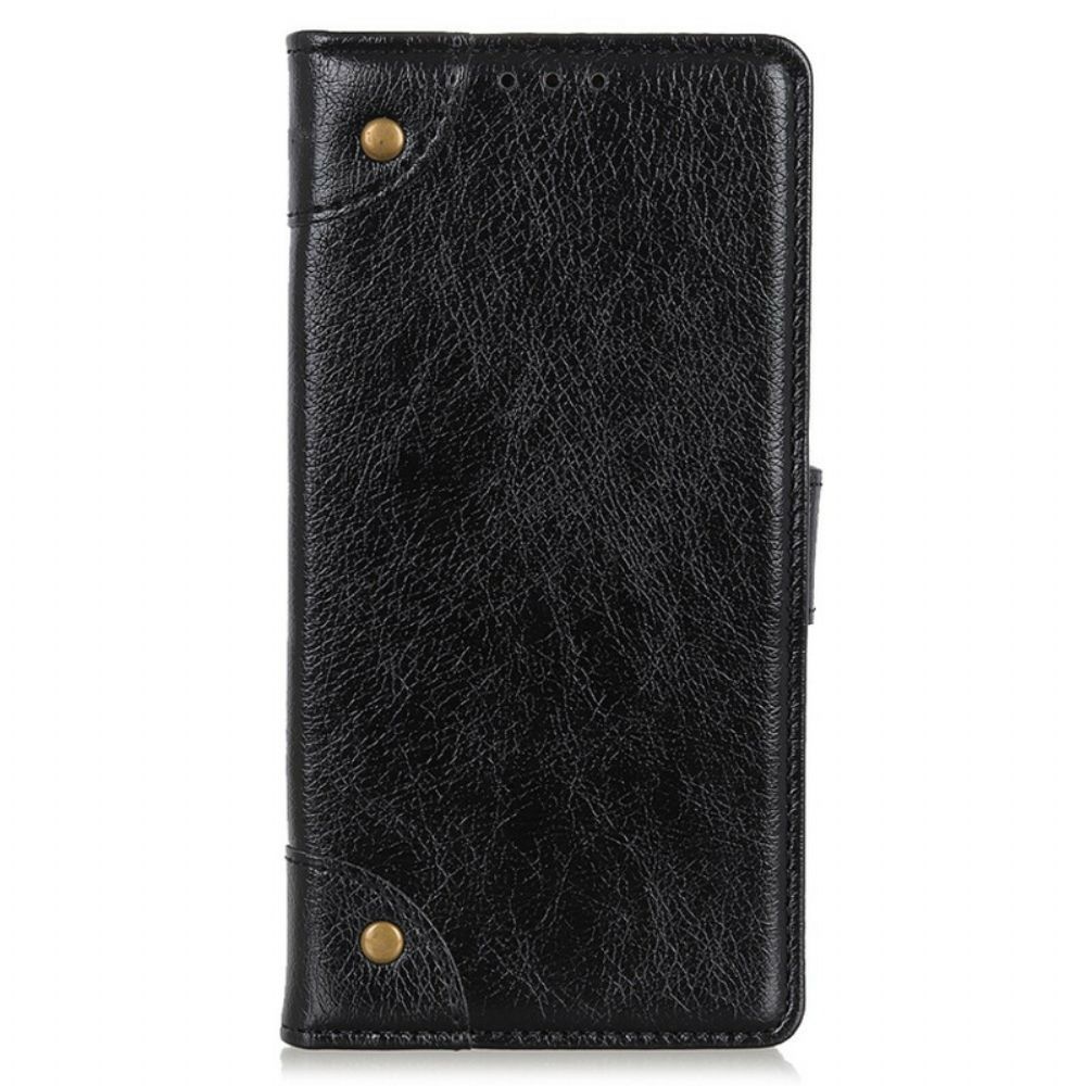 Leren Hoesje voor iPhone 13 Mini Vintage Klinknagels Nappaleer Stijl