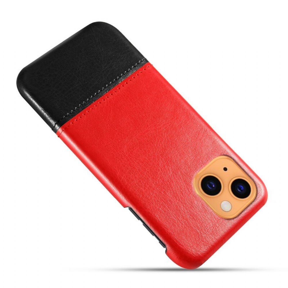 Telefoonhoesje voor iPhone 13 Mini Ksq Tweekleurig Leereffect