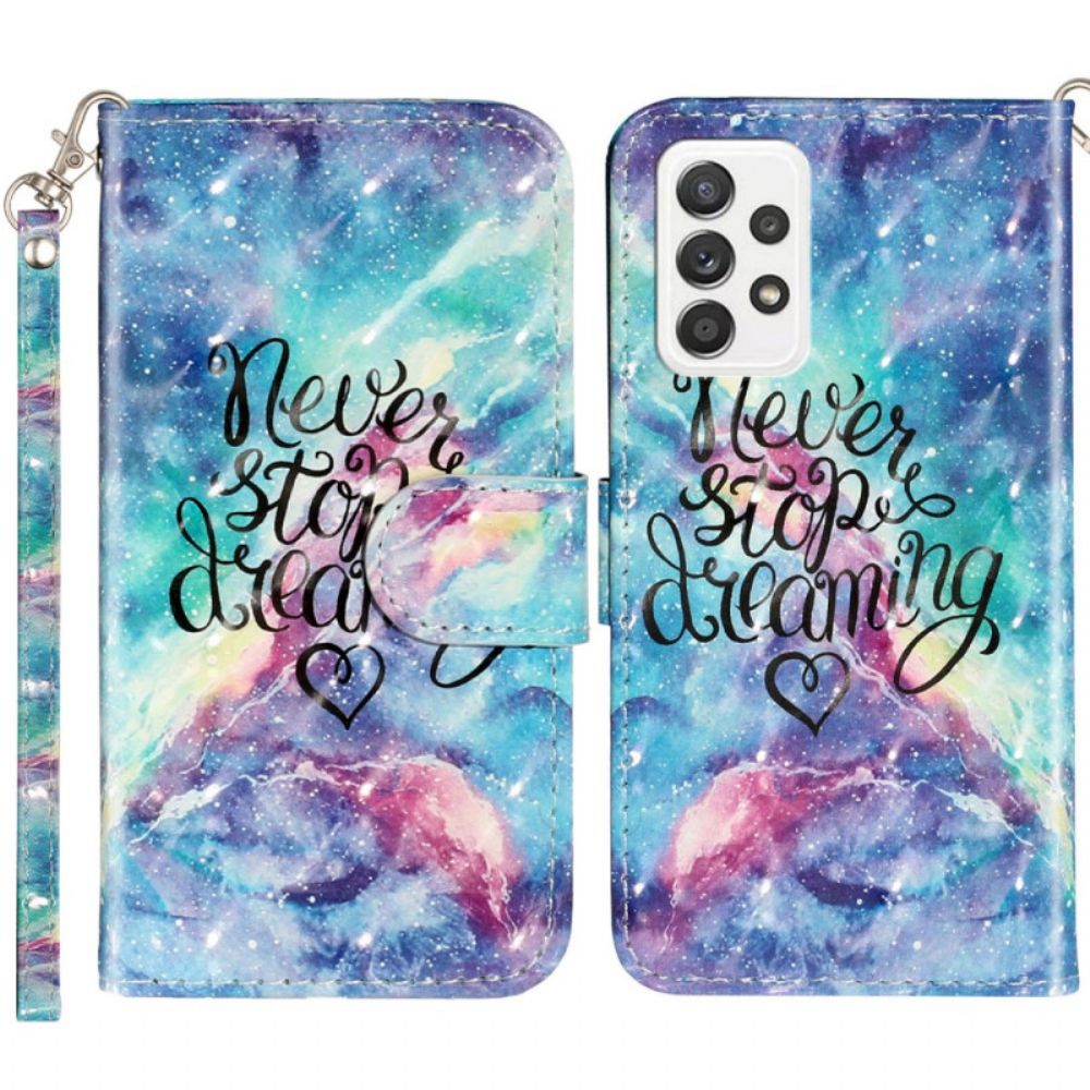 Flip Case voor Samsung Galaxy A33 5G Stop Nooit Met Lanyard